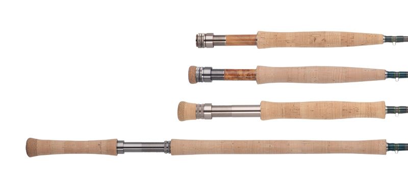 AAA cork is used for the reverse halfwell split grip on the 3- to 6-weight models and the extended full well handle on certain models. Double-handed World Class rods measure from 11 feet, 6 inches to 13 feet, 6 inches. The rods also feature a secure, exotic hardwood reel seat design. The butt cap is laser engraved with the Fenwick logo.
