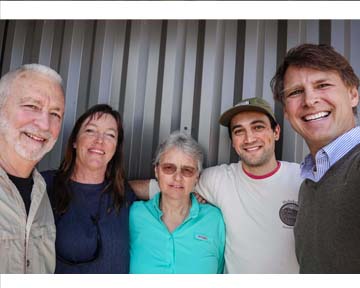 Winston company Celebrating Bauer Premium Fly Reels joining Winston (from left to right): Bauer founders, Jon Bauer and Barbara Mackenzie Bauer; Annette McLean, Winston VP of Operations and Rod Design; Bauer reel craftsman Kai Victor; and Winston Chairman and Owner, David Ondaatje.