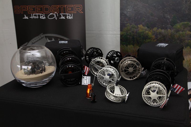A nice display of Waterworks fly-reels at the stand of Flyfish Europe.