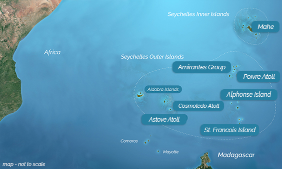 Blue Safari provides access to the outer islands of the Seychelles.