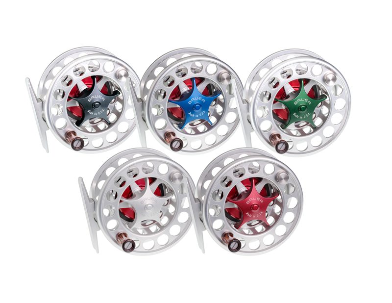 SST Reels are available in Silver/Clear anodized aluminum with Red hub and Star Dial in the following colors: Silver/Clear, Black, Dark Green, Red or Blue.