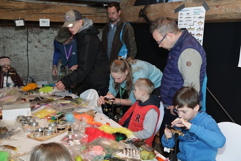 The children's fly tying table is one of the highlights of the show for them.